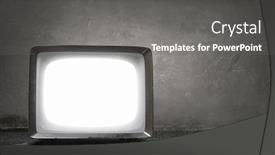  Presentation with retro - Presentation theme having retro tv monitor mixed media background and a gray colored foreground