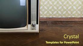  Presentation with retro television old vintage tv - Theme featuring retro-tv-set-in-room background and a tawny brown colored foreground