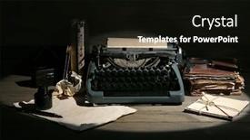  Presentation with retro - Cool new PPT theme with retro-typewriter-in-lamplight backdrop and a black colored foreground