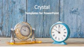  Presentation with vintage clock - Slide set featuring retro vintage alarm clock background and a seafoam green colored foreground