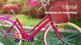  Presentation with garden city - Audience pleasing slide set consisting of retro-vintage-city-bike-parked backdrop and a tawny brown colored foreground