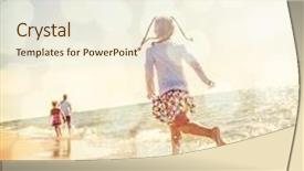  Presentation with motion - Presentation theme featuring retro wave - kids running at the beach background and a cream colored foreground