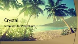  Presentation with island sunset - Slide deck consisting of retro wave - sunset on the beach takamaka background and a blonde colored foreground