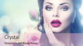  Presentation with pink beauty - PPT layouts enhanced with retro woman portrait in beauty pink roses beautiful vintage styled girl with flowers perfect makeup and hairstyle gorgeous model lady red lips beautiful luxury make up and hair vogue style background and a lemonade colored foreground