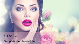  Presentation with pink beauty - Slide set featuring retro woman portrait in beauty pink roses garden beautiful vintage styled girl with flowers perfect makeup and hairstyle gorgeous model lady red lips luxury make up and hair vogue style background and a lemonade colored foreground