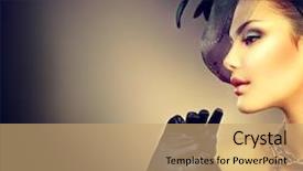  Presentation with vintage retro - Colorful PPT theme enhanced with retro woman portrait vintage style backdrop and a coral colored foreground