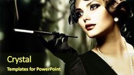  Presentation with retro - PPT theme having beautiful natural scene of silver lake falls in oregon with blured people in the path behind them background and a  colored foreground.