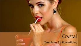  Presentation with music vinyl - Beautiful PPT layouts featuring retro woman with music vinyl backdrop and a gold colored foreground