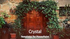  Presentation with old house - Amazing slide deck having retro wooden door outside old backdrop and a tawny brown colored foreground