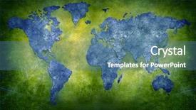  Presentation with world map - Presentation having retro world map background and a teal colored foreground