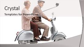  Presentation with senior couple - Theme having old transport - full length shot background and a lemonade colored foreground