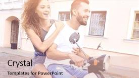  Presentation with motorbike - Presentation theme with best town - full length side view background and a lemonade colored foreground