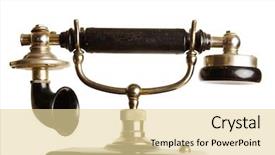  Presentation with telephone - Theme featuring voip telecommunication - headset of an antique telephone background and a lemonade colored foreground