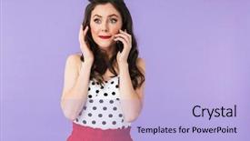  Presentation with feminine - Slide deck with femininity - portrait of feminine pin-up woman background and a light blue colored foreground