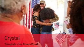  Presentation with home black family - Presentation with return - millennial black soldier embracing his background and a red colored foreground