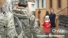  Presentation with war - Presentation having return - soldier returning from war background and a gray colored foreground