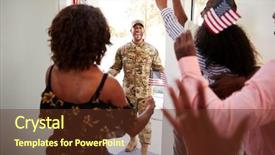  Presentation with home black family - Presentation theme having return - wife and family waiting background and a tawny brown colored foreground