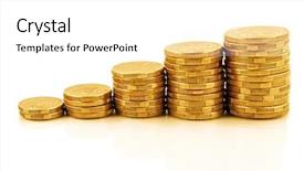  Presentation with white gold - Theme with return investment - rising currency - stacks background and a white colored foreground