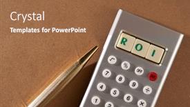  Presentation with investment and tourism - Colorful PPT layouts enhanced with return-on-investment-roi-cube backdrop and a tawny brown colored foreground