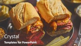  Presentation with sandwich - Audience pleasing PPT theme consisting of reuben-sandwich-classic-traditional-american backdrop and a tawny brown colored foreground