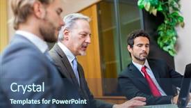  Presentation with work reunion - Slides enhanced with reunion boss - business people at work background and a ocean colored foreground