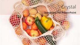  Presentation with reusable - Presentation with reusable-bag-full-od-fruits background and a coral colored foreground
