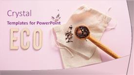  Presentation with eco bag - Presentation design enhanced with reusable-cotton-tea-bag-eco background and a pink colored foreground