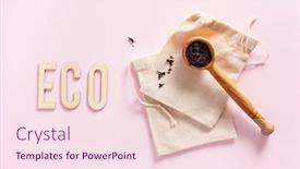  Presentation with eco bag - PPT layouts enhanced with reusable-cotton-tea-bag-eco background and a pink colored foreground