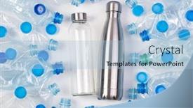  Presentation with reusable - Theme having reusable-glass-and-metal-bottles background and a light blue colored foreground