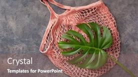  Presentation with reusable - Colorful slide deck enhanced with reusable-mesh-cotton-shopping-bag backdrop and a coral colored foreground