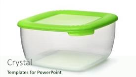  Presentation with reusable - Slides with reusable-plastic-food-container-isolated background and a sky blue colored foreground