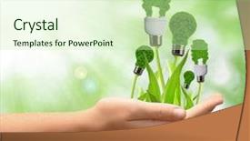  Presentation with eco - PPT theme featuring beautiful girl model with long hair and wreath of spring lilac flowers on head black and white background and a light gray colored foreground