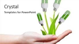  Presentation with reusable - Slide deck having reusable resources - eco energy bulb in hand background and a  colored foreground