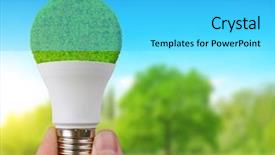  Presentation with hand saving - Amazing slide deck having reusable resources - eco led bulb in hand backdrop and a cyan colored foreground