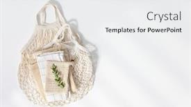  Presentation with plastic bags - PPT theme having reusable-shopping-bags-on-white background and a white colored foreground