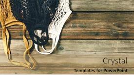  Presentation with reusable - Slide set consisting of reusable-shopping-bags-on-wooden background and a coral colored foreground