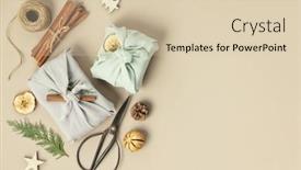  Presentation with reusable - PPT theme featuring reusable-sustainable-gift-wrapping background and a lemonade colored foreground