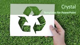  Presentation with white sheet - Amazing PPT layouts having reuse - ecology sign on white sheet backdrop and a forest green colored foreground