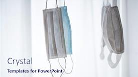  Presentation with masks - Theme having reusing-used-masks-masks-hanging background and a sky blue colored foreground