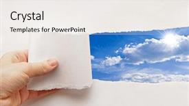  Presentation with torn paper - Theme with reveal - blue sky behind torn paper background and a white colored foreground