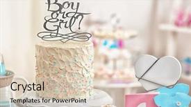  Presentation with baby shower - Slide set featuring reveal - boy or girl cake background and a lemonade colored foreground