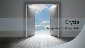  Presentation with dull - Cool new slide deck with reveal - doorway revealing bright blue sky backdrop and a light blue colored foreground
