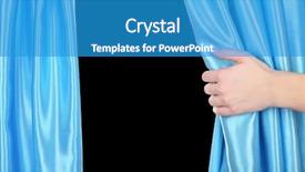  Presentation with curtain opening - Amazing slide set having reveal - hand opening curtain on black backdrop and a teal colored foreground