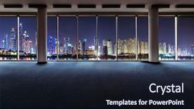  Presentation with windows - PPT theme featuring reveal - office interior with panoramic windows background and a wine colored foreground