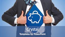  Presentation with bank - PPT theme with reveal - savings and finances concept background and a ocean colored foreground