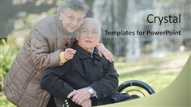  Presentation with revelation - Amazing slide set having revelation - elderly couple in the park backdrop and a light gray colored foreground