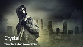  Presentation with revelation - Beautiful PPT theme featuring revelation - man in gas mask backdrop and a dark gray colored foreground