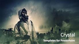  Presentation with revelation - Slide set with revelation - man in gas mask background and a dark gray colored foreground