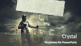  Presentation with disaster - Presentation design with revelation - stalker in gas mask background and a gray colored foreground