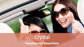  Presentation with girls trip - Presentation design with revenant - two happy girls sitting background and a coral colored foreground